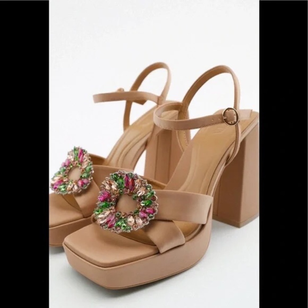 Zara Rhinestone Platform Heels